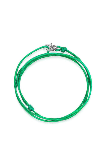 Nialaya Men's String Bracelet Green Wrap-Around String Bracelet with Sterling Silver Lock Green Wrap-Around String Bracelet with Sterling Silver Lock MST_068